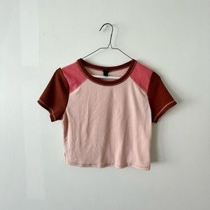 Wild Fable Blush Colorblock Cropped Tee